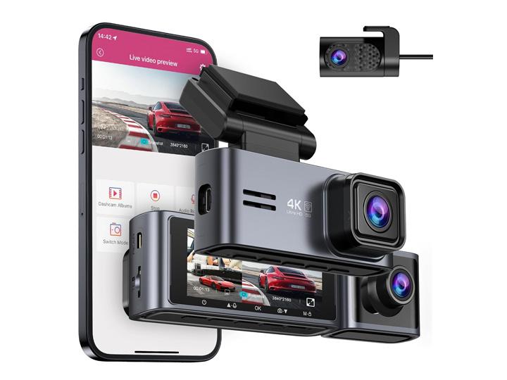 OMBAR Dash Cam 5G WiFi GPS, 3 Channel Dash Cam Front and Rear Inside 2K+1080P+1080P, 3.18＂ LCD Screen, 64GB Card Included, Dual Dash Camera for Cars 4K/2K/1080P+1080P IR Night Vis
